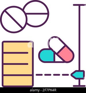 Icona colore RGB per la misurazione e l'erogazione dei farmaci Illustrazione Vettoriale