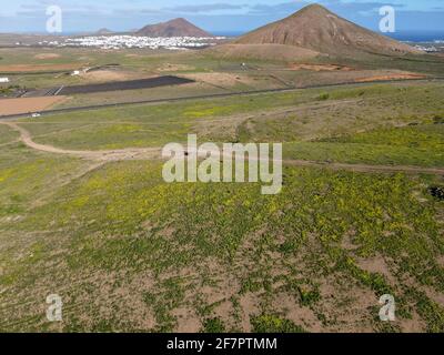 Vista aerea di Lanzarote sull'isola delle Canarie in Spagna Foto Stock