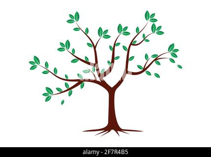 modello di illustrazione vettoriale del disegno del logo ad albero Illustrazione Vettoriale