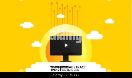 Intestazione della piattaforma video online o modello di banner del piè di pagina con spazio di copia. Digital Business Promotion, video advertising - social media marketing. Astra Illustrazione Vettoriale