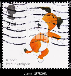 MOSCA, RUSSIA - 17 GENNAIO 2021: Francobollo stampato nel Regno Unito mostra Kipper (Mick Inkpen), serie di racconti sugli animali, circa 2006 Foto Stock
