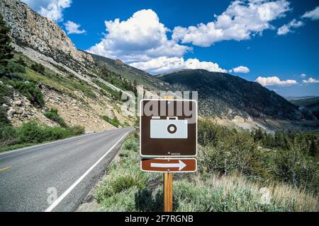 Punto di fotografia, Tioga Pass, Yosemite National Park, CA USA Foto Stock