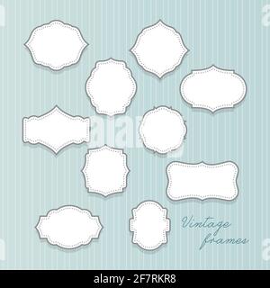 Set di cornici vintage. Parete a strisce. Illustrazione vettoriale, design piatto Illustrazione Vettoriale