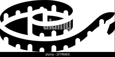 icona a forma di glifo del misuratore flessibile, illustrazione vettoriale nera Illustrazione Vettoriale