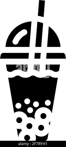 immagine vettoriale dell'icona del glifo del tè della bolla nera Illustrazione Vettoriale