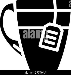 icona di glifo del tè della tazza illustrazione del vettore nero Illustrazione Vettoriale