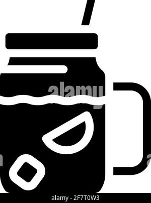 icona glifo tè freddo illustrazione vettoriale nero Illustrazione Vettoriale