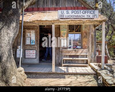 Storico ufficio postale degli Stati Uniti a Luckenbach, Texas Foto Stock