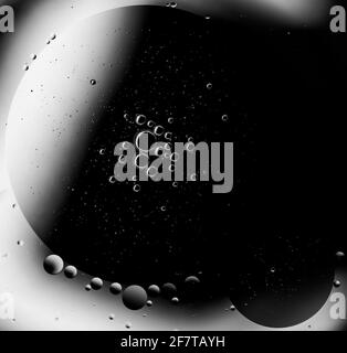 Olio di fondo astratto e acqua in bianco e nero Foto Stock