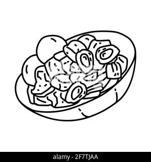 Gudeg Jogja Indonesian Food Set di icone disegnate a mano Vector. Illustrazione Vettoriale