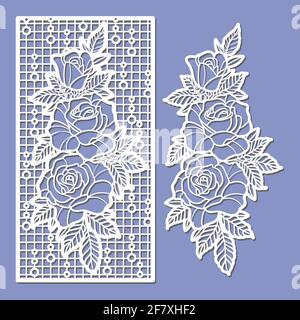 Elemento decorativo con rose. Per il taglio da qualsiasi materiale. Vettore Illustrazione Vettoriale