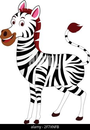 Illustrazione vettoriale Zebra cartoon isolata Illustrazione Vettoriale