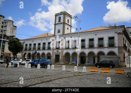 salvador, bahia, brasile - 28 dicembre 2020: Vista dell'edificio che ospita il comune della città di Salvador, nel centro storico della Foto Stock