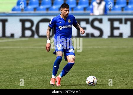 GETAFE, SPAGNA - APRILE 10: Mathias Olivera di Getafe CF durante la Liga Santander match tra Getafe CF e Cadiz CF al Colosseo Alfonso Perez ON Foto Stock