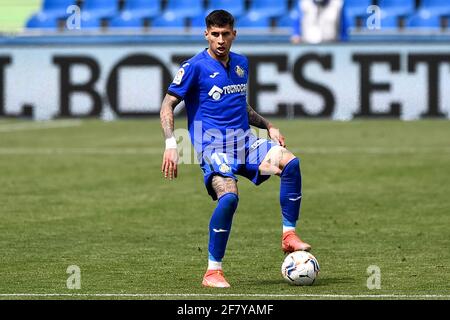 GETAFE, SPAGNA - APRILE 10: Mathias Olivera di Getafe CF durante la Liga Santander match tra Getafe CF e Cadiz CF al Colosseo Alfonso Perez ON Foto Stock