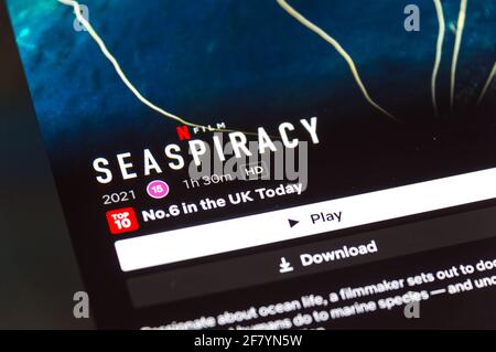 SeaPiracy un documentario controverso sul servizio di streaming video Netflix Foto Stock