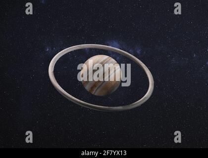 Fantastico pianeta Giove con anello di torus rock intorno. Illustrazione con rendering 3D. Elementi di questa immagine forniti dalla NASA. Foto Stock