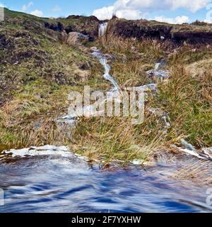L'acqua che scorre dalle brughiere nel fiume a Hamer Bank Sulla North Yorkshire Moors Foto Stock
