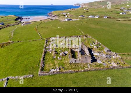 Il vecchio cimitero, Glen, Contea di Kerry, Irlanda Foto Stock