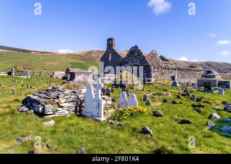 Il vecchio cimitero, Glen, Contea di Kerry, Irlanda Foto Stock