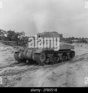 Carri armati, carrier, veicoli armati (Sherman M4A1; RAM II; GMC Staghound; GMC lotter; HUMBER MK i e MK III; Daimler Dingo; Ford Lynx), 1947. Foto Stock