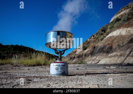 cucina di campeggio nel mezzo di nessun dove Foto Stock