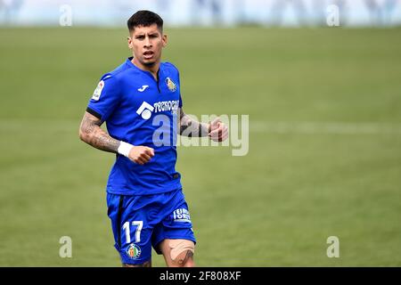 GETAFE, SPAGNA - APRILE 10: Mathias Olivera di Getafe CF durante la Liga Santander match tra Getafe CF e Cadiz CF al Colosseo Alfonso Perez ON Foto Stock