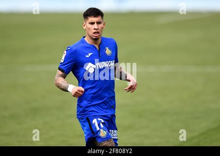 GETAFE, SPAGNA - APRILE 10: Mathias Olivera di Getafe CF durante la Liga Santander match tra Getafe CF e Cadiz CF al Colosseo Alfonso Perez ON Foto Stock