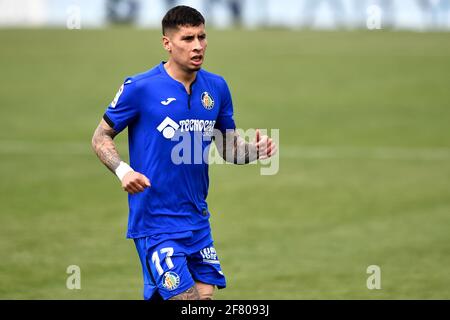 GETAFE, SPAGNA - APRILE 10: Mathias Olivera di Getafe CF durante la Liga Santander match tra Getafe CF e Cadiz CF al Colosseo Alfonso Perez ON Foto Stock