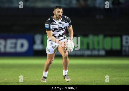 Featherstone, Regno Unito. 10 Apr 2021. Jake Connor (1) di Hull FC in azione durante la partita a Featherstone, UK il 10/04/2021. (Foto di Mark Cosgrove/News Images/Sipa USA) Credit: Sipa USA/Alamy Live News Foto Stock