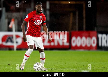 ALKMAAR, PAESI BASSI - 10 APRILE: Bruno Martins Indi AZ durante la partita olandese di Eredivisie tra AZ Alkmaar e Sparta Rotterdam allo stadio AFAS il 10 aprile 2021 ad Alkmaar, Paesi Bassi (Foto di Herman Dingler/Orange Pictures) Foto Stock