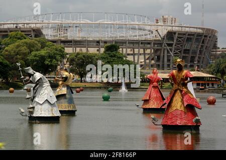 salvador, bahia / brasile - 12 novembre 2012: Scultura di orixas, staccata dal candelabro, sono visti a Dique de Itororo nella città di Salvador. Foto Stock