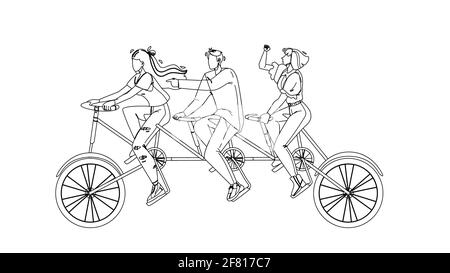 Collettivo Boy e Girls Riding Tandem Vector Illustrazione Vettoriale