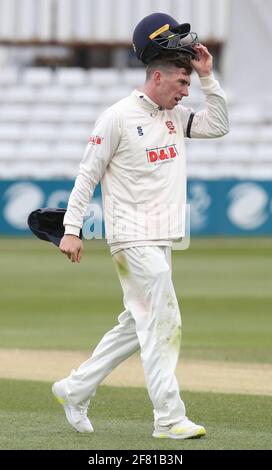 Chelmsford, Regno Unito. 10 Apr 2021. CHELMSFORD INGHILTERRA - APRILE 10: Essex's Dan Lawrence durante LV Insurance County Championship Gruppo 1 giorno 3 di quattro tra Essex CCC e Worcestershire CCC al Cloudfm County Ground il 10 aprile 2021 a Chelmsford, Inghilterra Credit: Action Foto Sport/Alamy Live News Foto Stock