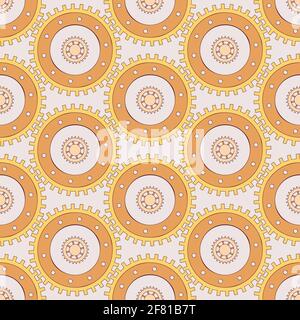 Illustrazione vettoriale di un ingranaggio. Elementi rotondi monocromatici del meccanismo. Dettagli su grigio. Meccanismo di ingegneria, attrezzatura Illustrazione Vettoriale