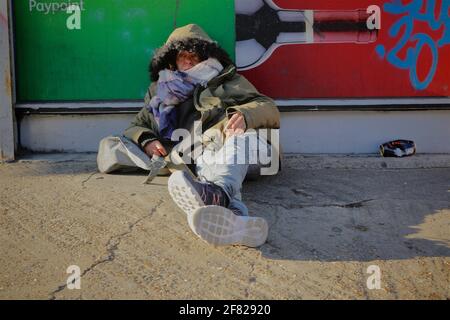 Londra (UK): Via senza casa e dormire sconnessi nella capitale del Regno Unito. Foto Stock