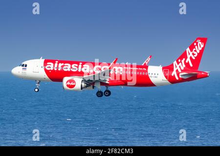 Maschio, Maldive – 20 febbraio 2018: Aereo tailandese Air Asia Airbus A320neo all'aeroporto di Male (MLE) nelle Maldive. Airbus è un costruttore europeo di aeromobili Foto Stock