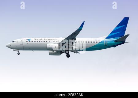 Giacarta, Indonesia – 26. Gennaio 2018: Garuda Indonesia Boeing 737-800 all'aeroporto di Giacarta (CGK) in Indonesia. Boeing è un costruttore di aeromobili basato Foto Stock