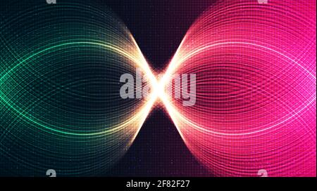 Electronic Waving Technology background, Hi-tech digitale e progettazione elettronica WAVE Concept, spazio libero per il testo in Put, illustrazione vettoriale. Illustrazione Vettoriale