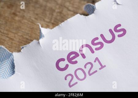 Una busta aperta del censimento del 2021. Inghilterra GB Foto Stock