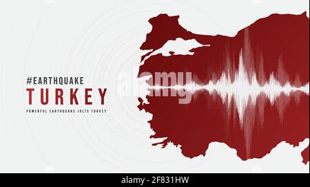 Turchia Earthquake Wave with Circle Vibration,design for Education,scienza e notizie,Vector Illustration. Illustrazione Vettoriale