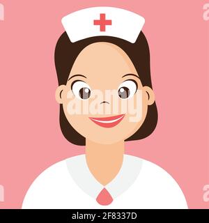 Carino infermiera sorridente personaggio Cartoon,vettore,illustrazione. Illustrazione Vettoriale