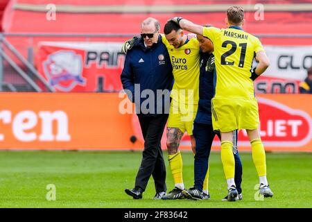 UTRECHT, PAESI BASSI - APRILE 11: Il portiere Justin Bijlow di Feyenoord Rotterdam durante la partita Eredivisie tra FC Utrecht e Feyenoord A. Foto Stock