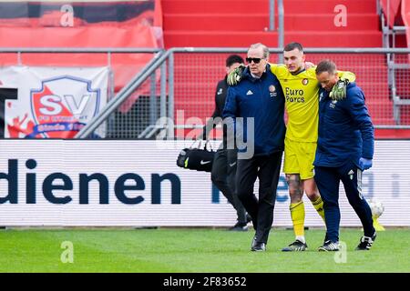 UTRECHT, PAESI BASSI - APRILE 11: Il portiere Justin Bijlow di Feyenoord Rotterdam durante la partita Eredivisie tra FC Utrecht e Feyenoord A. Foto Stock