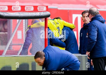 UTRECHT, PAESI BASSI - APRILE 11: Il portiere Justin Bijlow di Feyenoord Rotterdam durante la partita Eredivisie tra FC Utrecht e Feyenoord A. Foto Stock