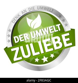 EPS 10 vettore con pulsante rotondo colorato con banner e. testo per l'ambiente (in tedesco) Illustrazione Vettoriale