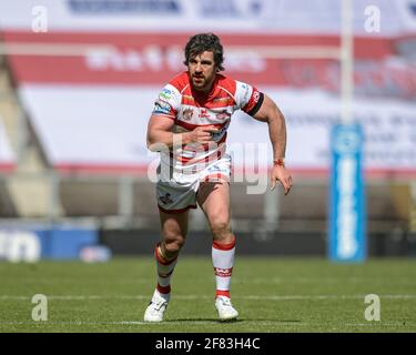 Leigh, Regno Unito. 11 Apr 2021. Tyrone McCarthy (21) di Leigh Centurions in azione durante la partita a Leigh, Regno Unito, il 11/04/2021. (Foto di Simon Whitehead/News Images/Sipa USA) Credit: Sipa USA/Alamy Live News Foto Stock