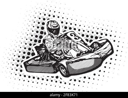 Vai Kart Racer su sfondo bianco Illustrazione Vettoriale