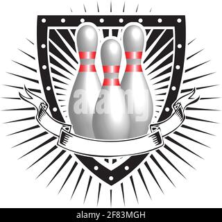 bowling sullo scudo Illustrazione Vettoriale