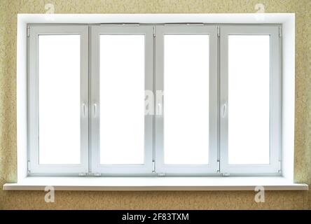 Moderna finestra PVC frame isolato su bianco Foto Stock